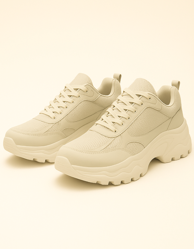 Chunky sneakers beige mesh