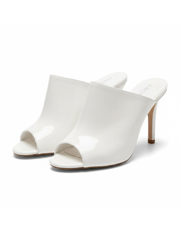 Public Desire White Peep-Toe Mule