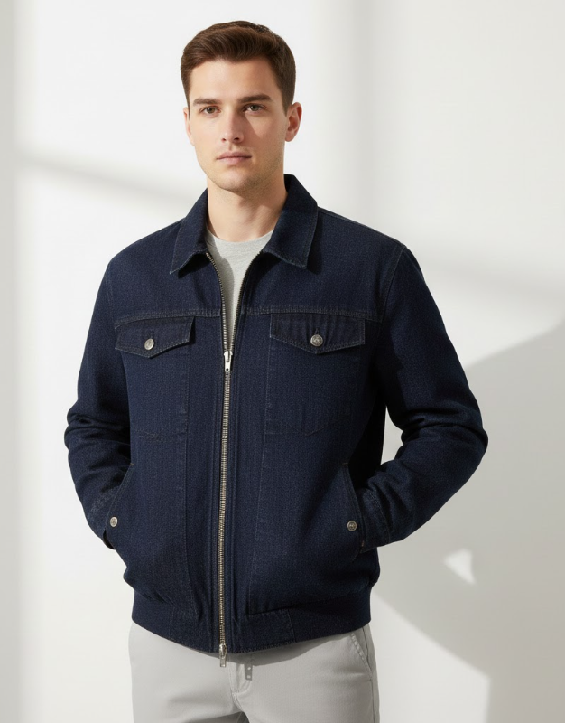 Classic Denim Bomber Jacket