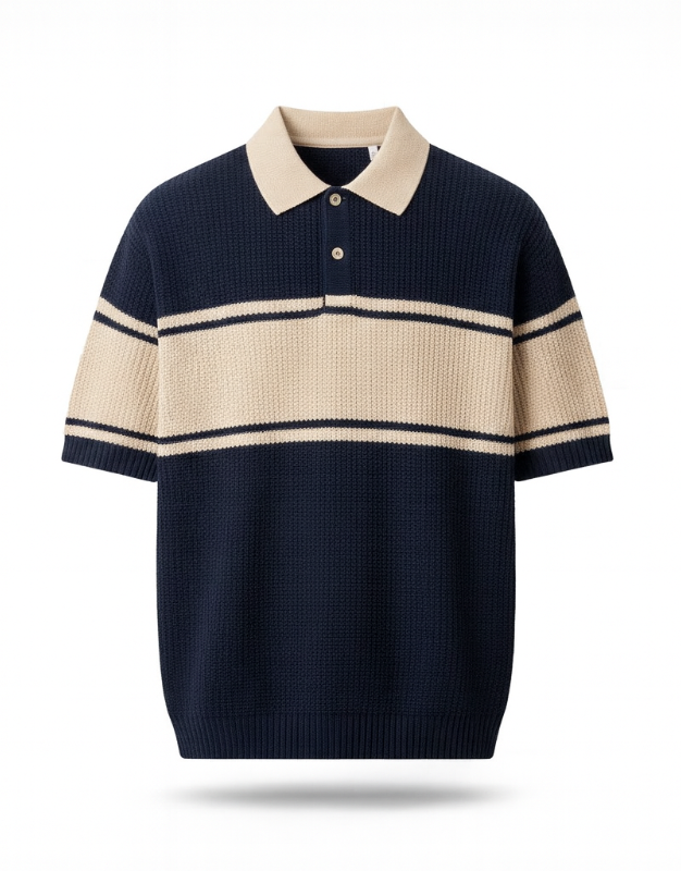 Navy Knit Polo Shirt 