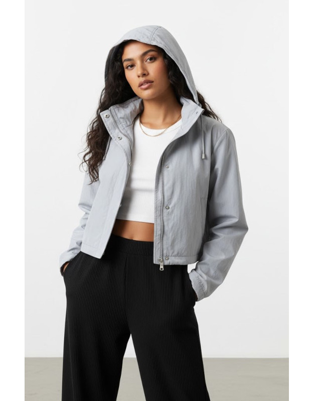 Cropped Hooded Rain Jacket