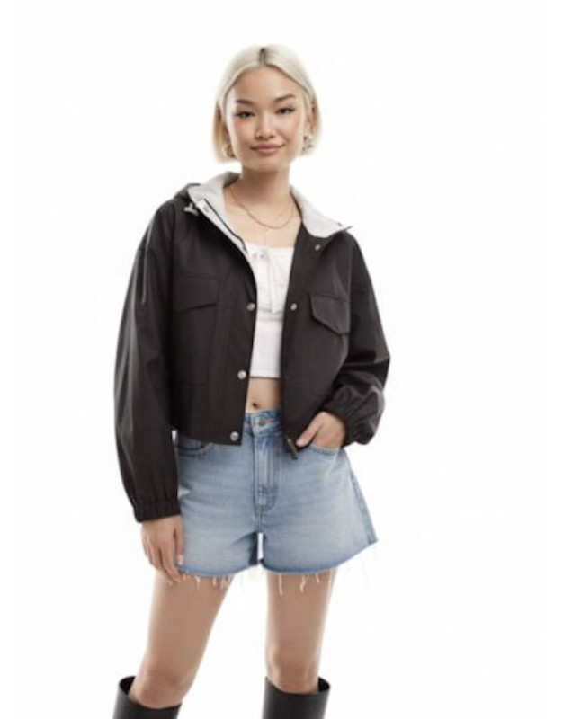 Hooded Cropped Rain Jacket