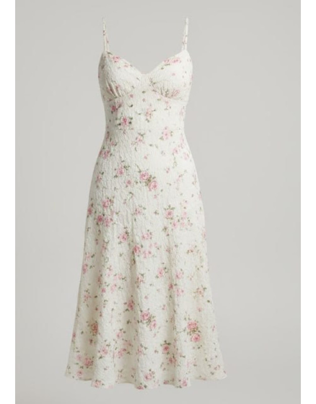 Crinkle Sweetheart Neck Midi Dress