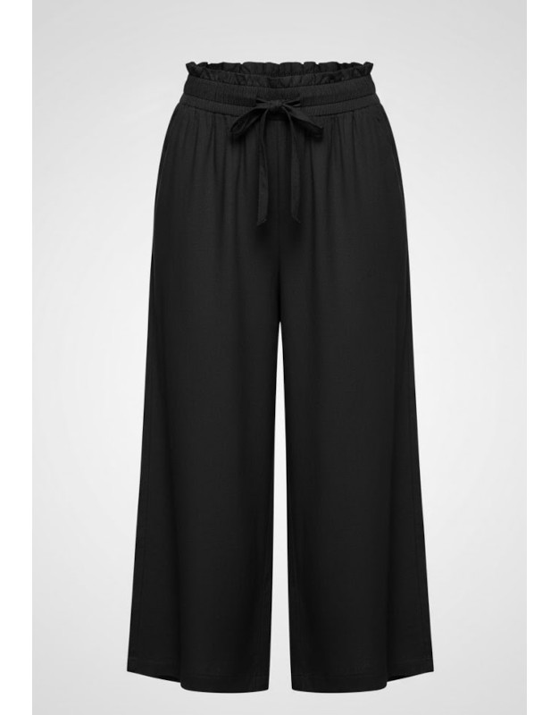 High-Waist Linen-Blend Crop Trousers