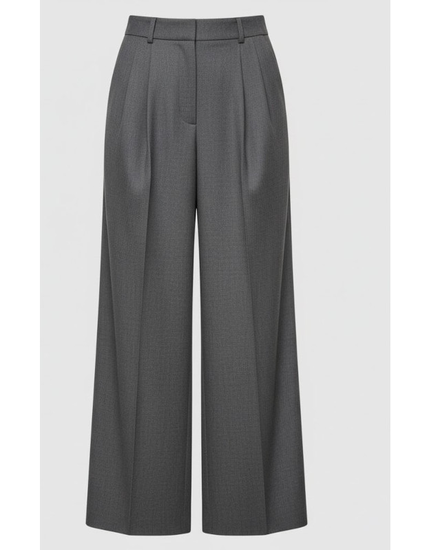 Wide-Leg Pleated Trousers