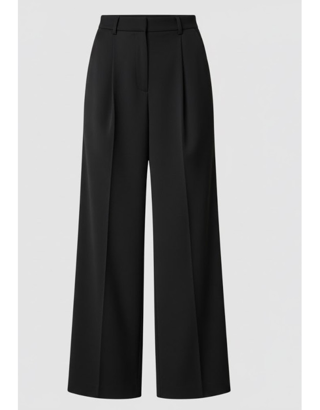 Wide-Leg Pleated Trousers