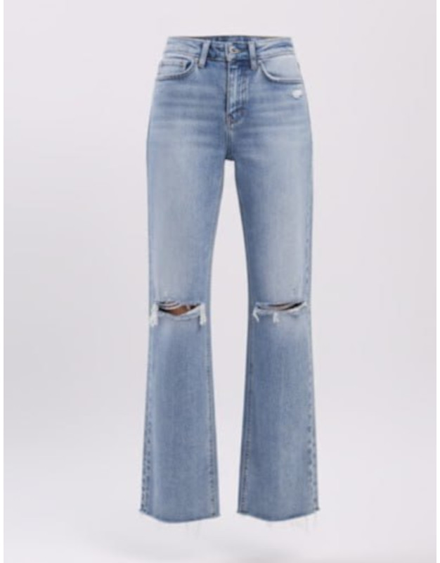 High-Rise Denim with Raw Hem