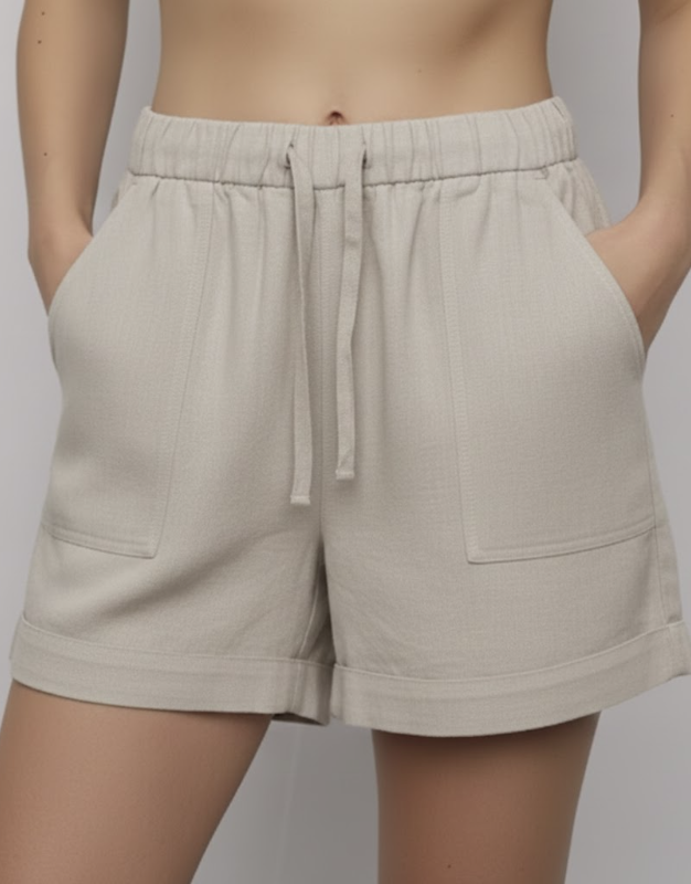 High-Rise Linen Blend Shorts