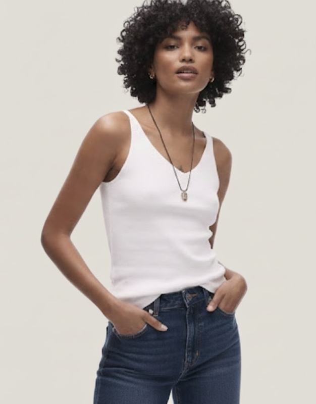 Relaxed Sleeveless White Tank