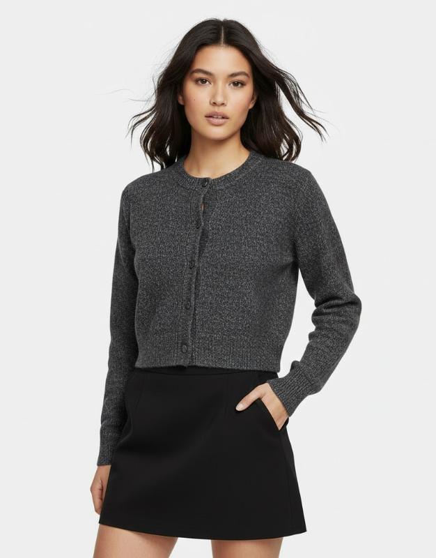 Cropped Knit Cardigan