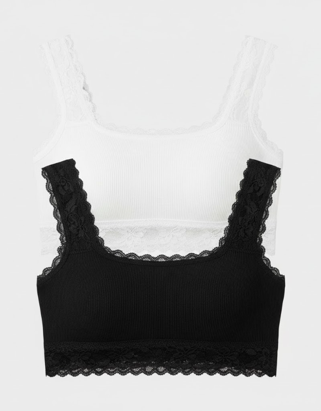 Rib & Lace Crop Bralette