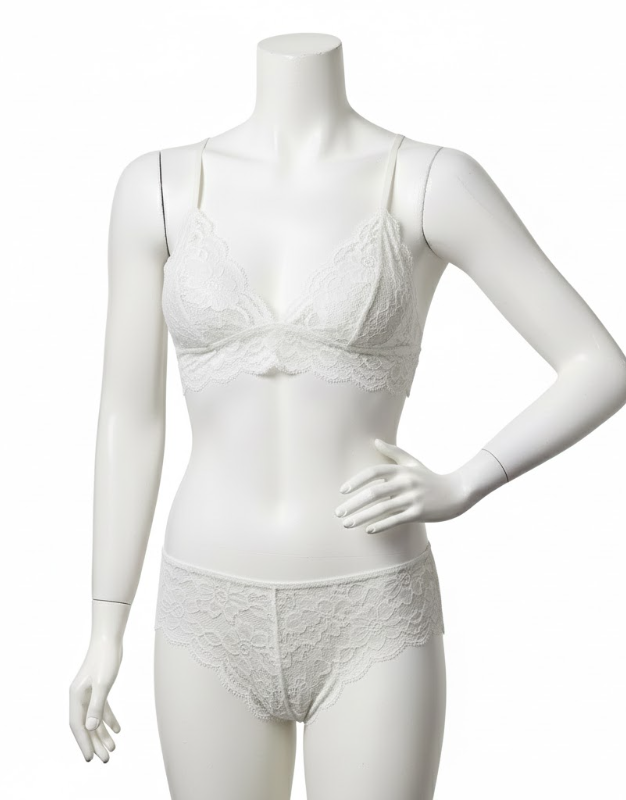 Lace Trim Triangle Bralette & Brief Set