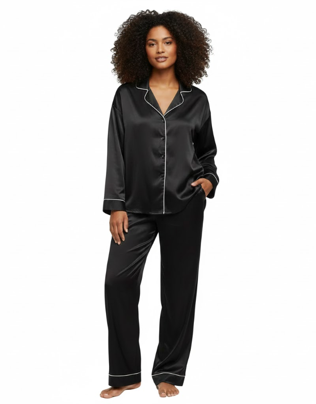Satin Button-Up Pajama Set