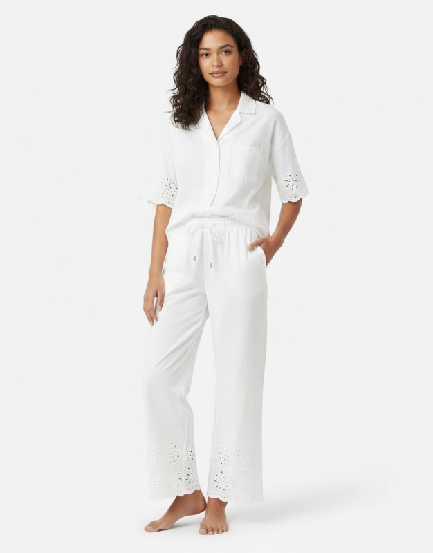 Textured Cotton Pajama Set